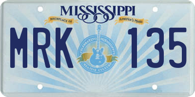 MS license plate MRK135