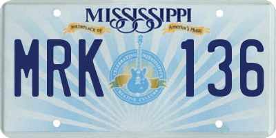 MS license plate MRK136