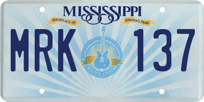 MS license plate MRK137