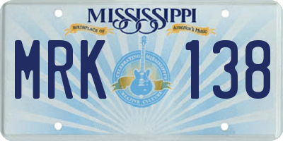 MS license plate MRK138