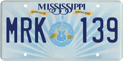 MS license plate MRK139