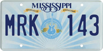 MS license plate MRK143