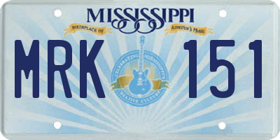 MS license plate MRK151
