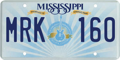 MS license plate MRK160