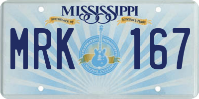 MS license plate MRK167