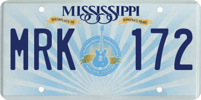 MS license plate MRK172
