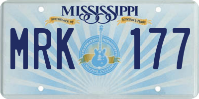 MS license plate MRK177