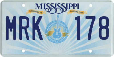 MS license plate MRK178
