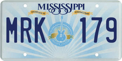 MS license plate MRK179
