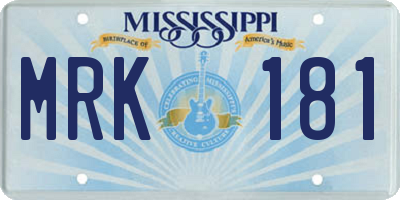 MS license plate MRK181