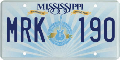 MS license plate MRK190