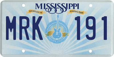 MS license plate MRK191