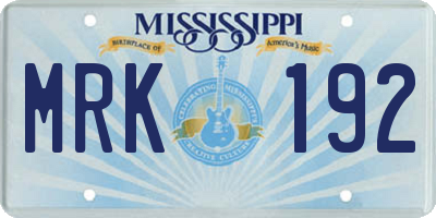 MS license plate MRK192