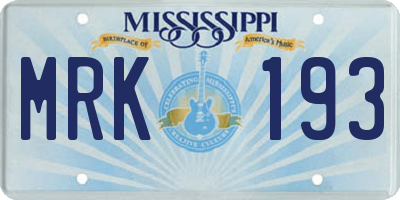 MS license plate MRK193