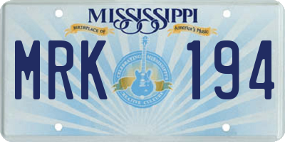 MS license plate MRK194