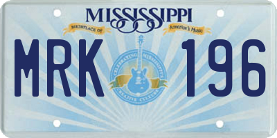 MS license plate MRK196