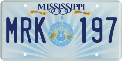 MS license plate MRK197