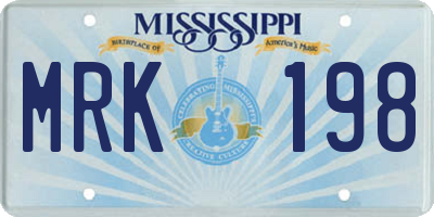 MS license plate MRK198