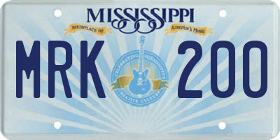 MS license plate MRK200