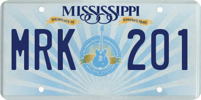 MS license plate MRK201