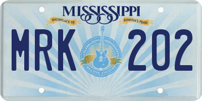 MS license plate MRK202