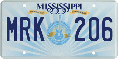MS license plate MRK206