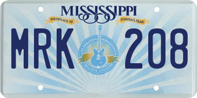 MS license plate MRK208