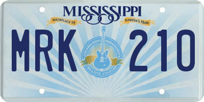 MS license plate MRK210