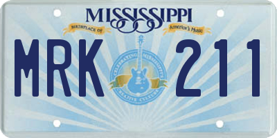 MS license plate MRK211