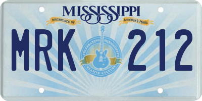 MS license plate MRK212