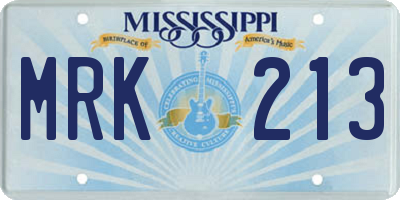 MS license plate MRK213