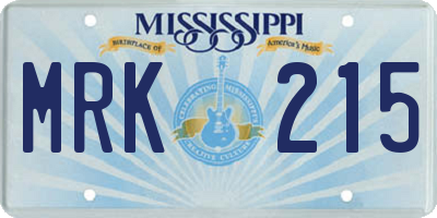 MS license plate MRK215