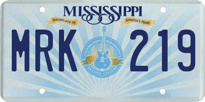 MS license plate MRK219