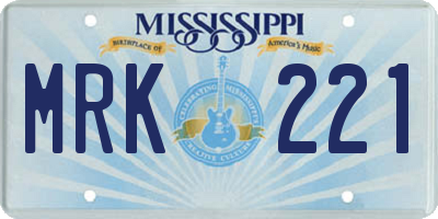 MS license plate MRK221
