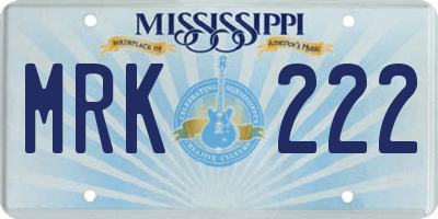 MS license plate MRK222