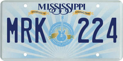 MS license plate MRK224