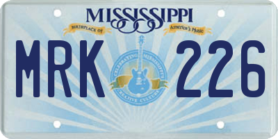 MS license plate MRK226