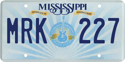 MS license plate MRK227