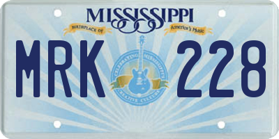 MS license plate MRK228