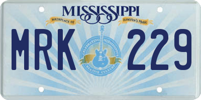 MS license plate MRK229