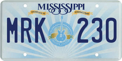 MS license plate MRK230