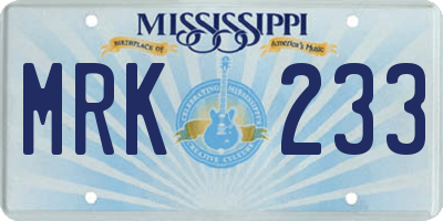 MS license plate MRK233