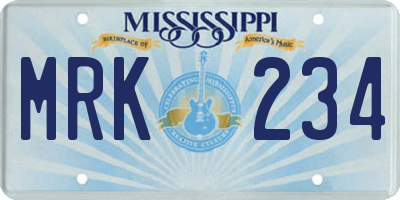MS license plate MRK234