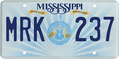 MS license plate MRK237