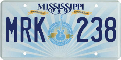 MS license plate MRK238
