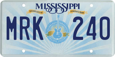 MS license plate MRK240