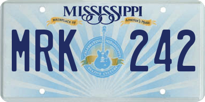 MS license plate MRK242