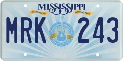 MS license plate MRK243