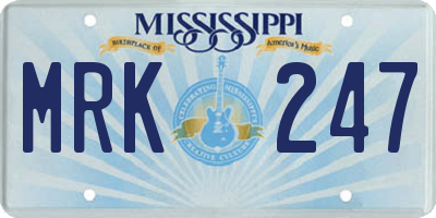 MS license plate MRK247