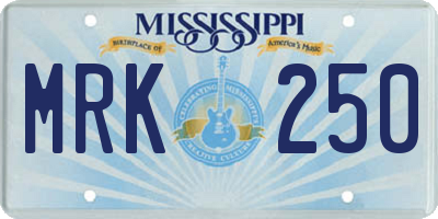MS license plate MRK250